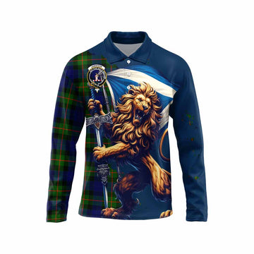 Jamieson Tartan Family Crest Long Sleeve Polo Shirt with Scottish Majestic Lion Unisex - Tartan Vibes Clothing