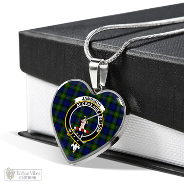 Jamieson Tartan Heart Necklace with Family Crest Luxury Necklace (Silver) No - Tartan Vibes Clothing