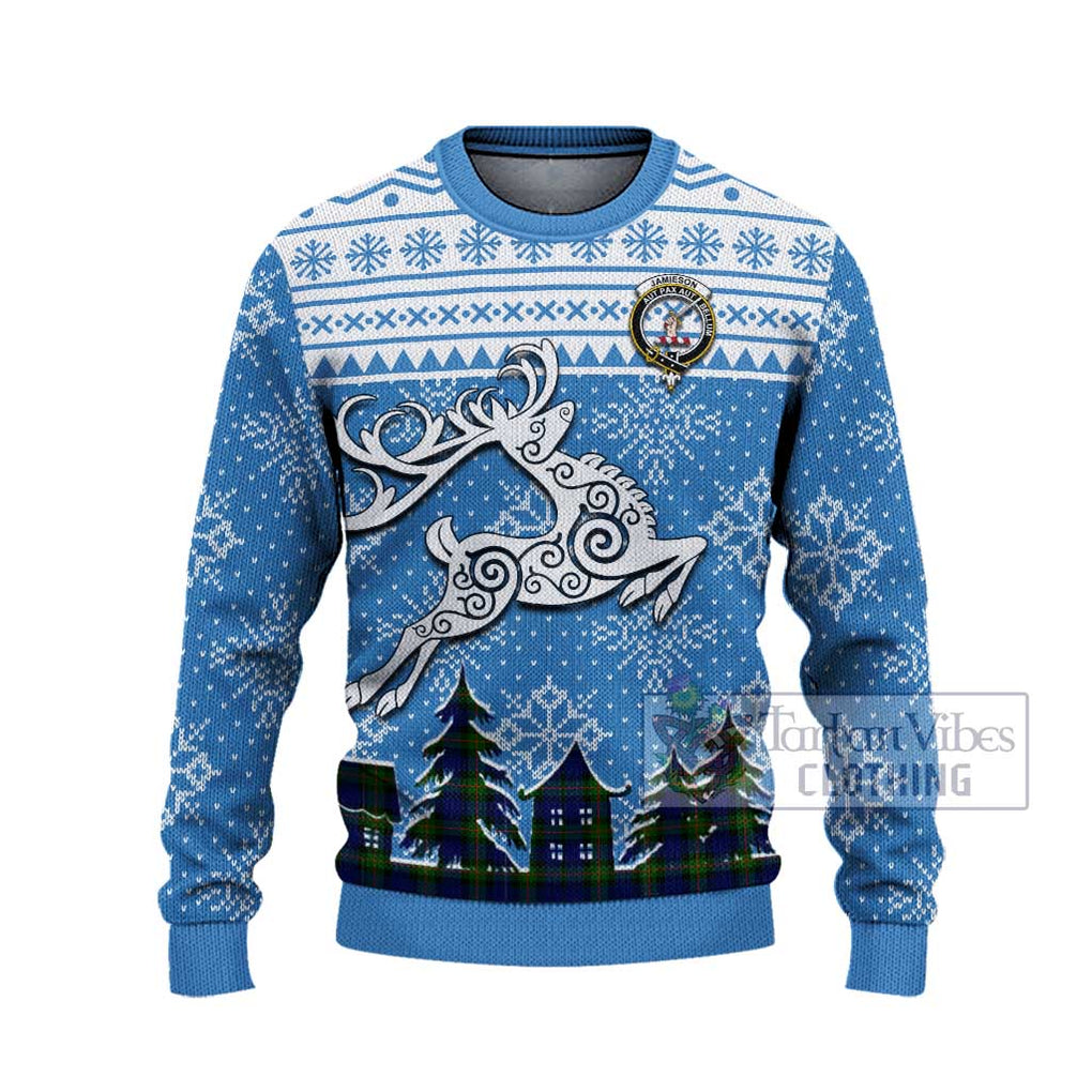 Jamieson Clan Christmas Ugly Sweater Celtic Reindeer Style - Tartan Vibes Clothing