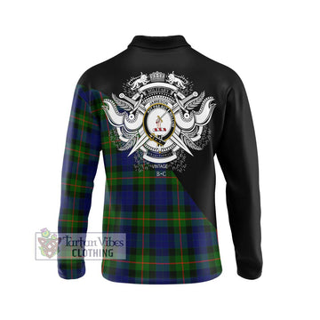 Jamieson Tartan Long Sleeve Polo Shirt with Family Crest and Military Logo Style - Tartan Vibes Clothing
