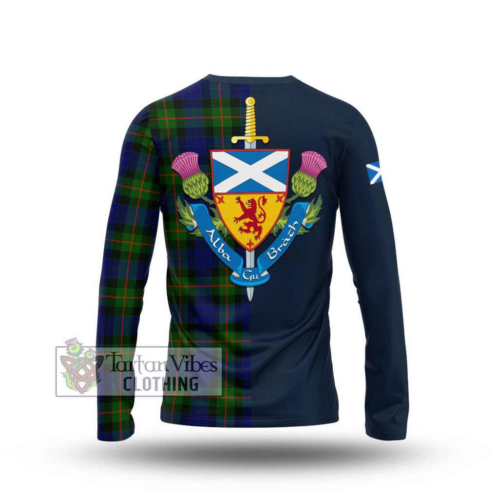 Jamieson Tartan Long Sleeve T-Shirt Alba with Scottish Lion Royal Arm Half Style - Tartan Vibes Clothing