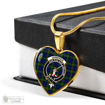 Jamieson Tartan Heart Necklace with Family Crest - Tartan Vibes Clothing