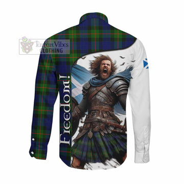 Jamieson Crest Tartan Long Sleeve Button Shirt Inspired by the Freedom of Scottish Warrior Men's Shirt - Tartan Vibes Clothing