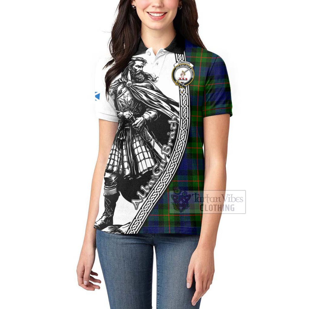 Jamieson Tartan Clan Crest Women's Polo Shirt with Highlander Warrior Celtic Style - Tartan Vibes Clothing
