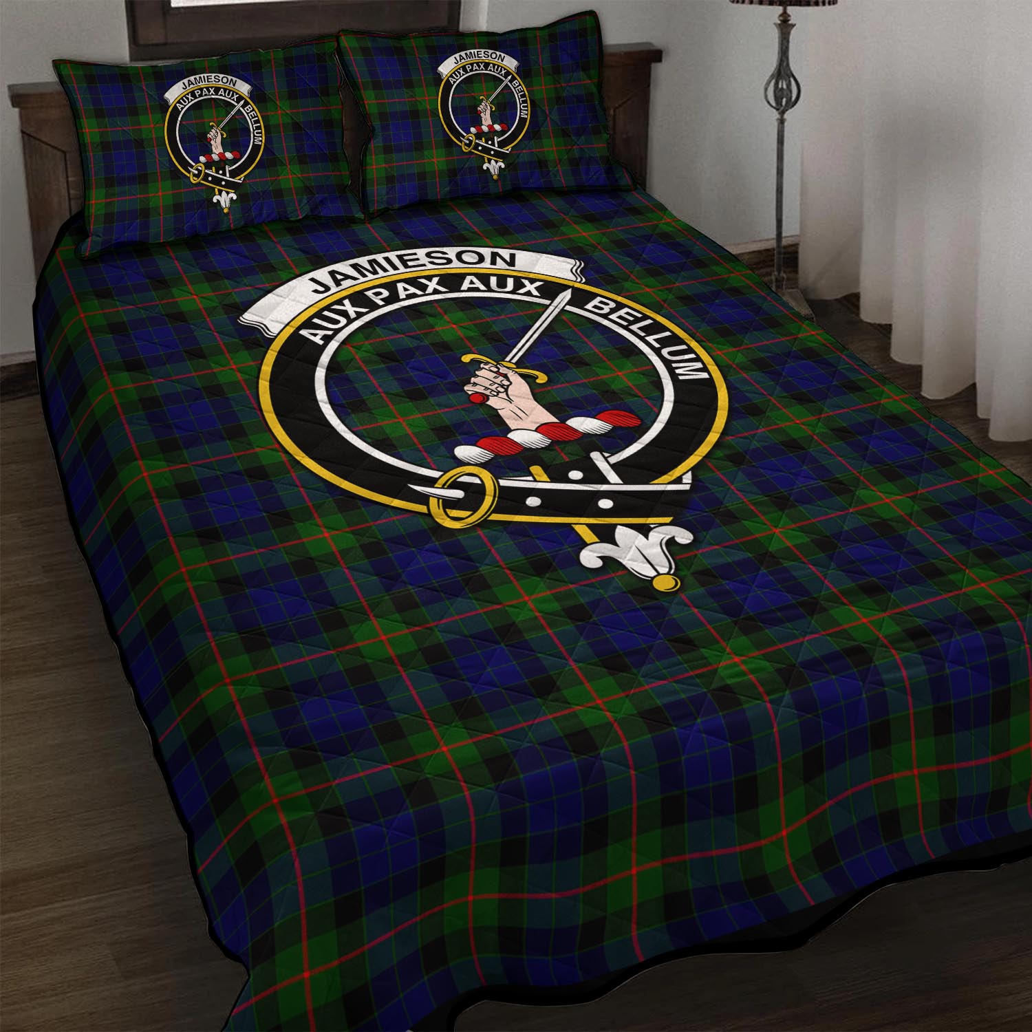 Jamieson Tartan Quilt Bed Set with Family Crest - Tartan Vibes Clothing