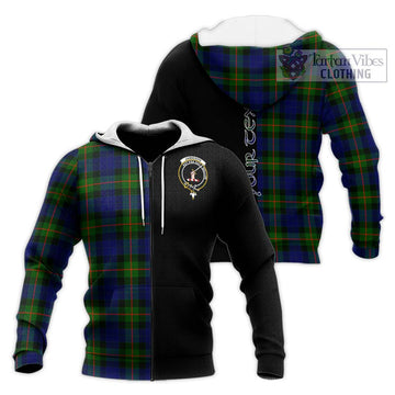 Jamieson Tartan Knitted Hoodie with Family Crest and Half Of Me Style Unisex Knitted Zip Hoodie - Tartan Vibes Clothing