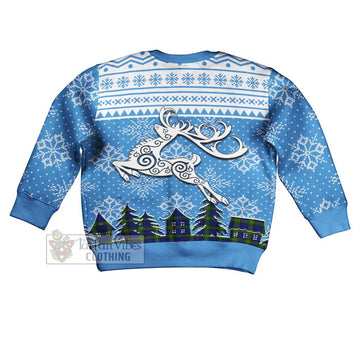 Jamieson Clan Christmas Kid Ugly Sweater with Tartan and Celtic Reindeer Style - Tartan Vibes Clothing