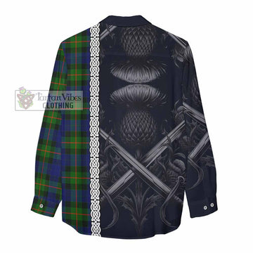 Jamieson Tartan Women's Casual Shirt with Family Crest Cross Sword Thistle Celtic Vibes - Tartan Vibes Clothing