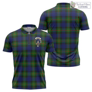 Jamieson Tartan Zipper Polo Shirt with Family Crest - Tartan Vibes Clothing