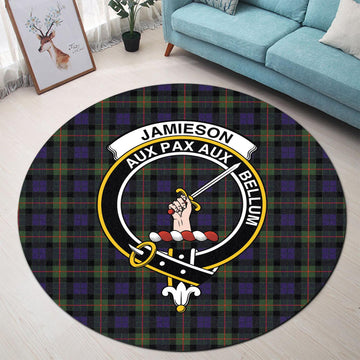 Jamieson Tartan Round Rug with Family Crest - Tartan Vibes Clothing