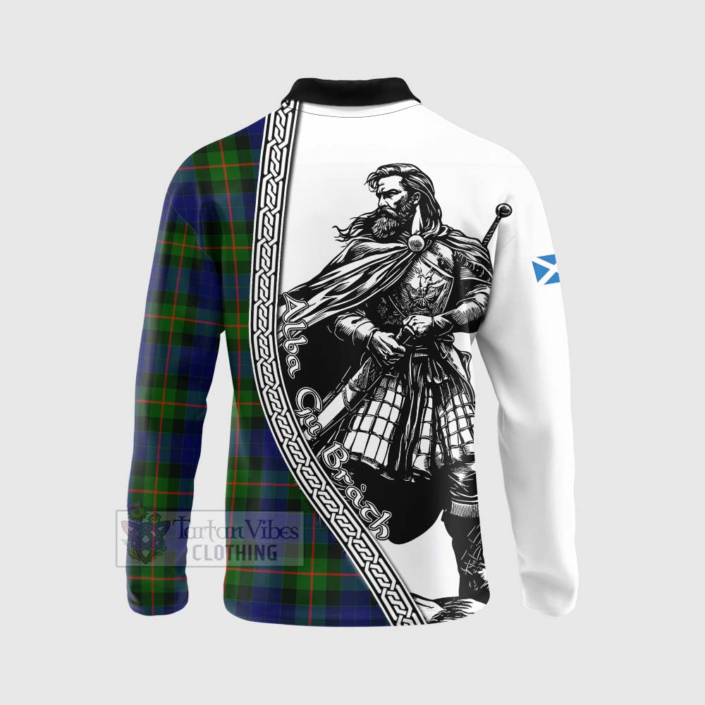 Jamieson Tartan Clan Crest Long Sleeve Polo Shirt with Highlander Warrior Celtic Style - Tartan Vibes Clothing