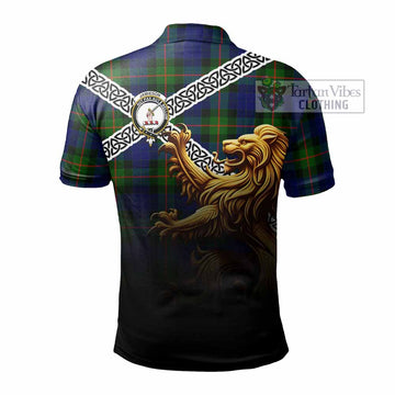 Jamieson Crest Tartan Polo Shirt with Golden Lion Emblem Celtic Style - Tartan Vibes Clothing