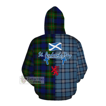 Jamieson Tartan Cotton Hoodie Happy St. Andrew's Day Half Tartan Style Pullover Hoodie - Tartan Vibes Clothing