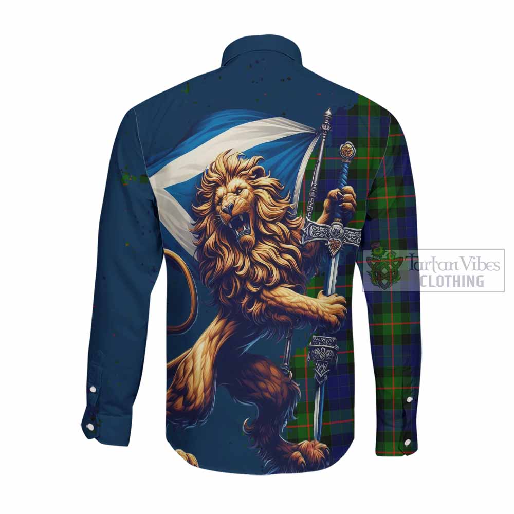 Jamieson Tartan Family Crest Long Sleeve Button Shirt with Scottish Majestic Lion Men's Shirt - Tartan Vibes Clothing