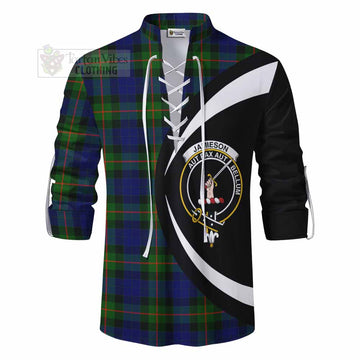Jamieson Tartan Ghillie Kilt Shirt with Family Crest Circle Style - Tartan Vibes Clothing