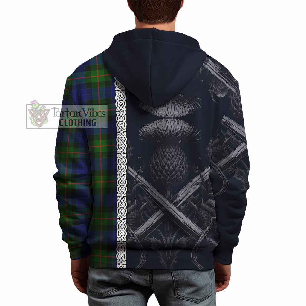 Jamieson Tartan Hoodie with Family Crest Cross Sword Thistle Celtic Vibes - Tartan Vibes Clothing