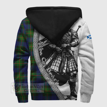 Jamieson Tartan Clan Crest Sherpa Hoodie with Highlander Warrior Celtic Style - Tartan Vibes Clothing