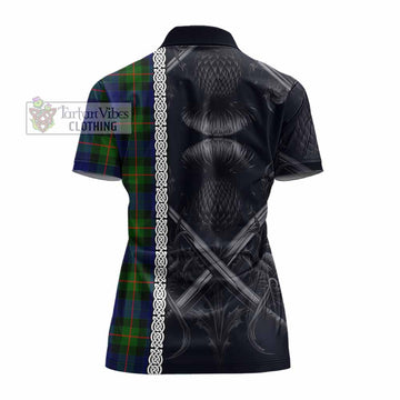 Jamieson Tartan Women's Polo Shirt with Family Crest Cross Sword Thistle Celtic Vibes - Tartan Vibes Clothing