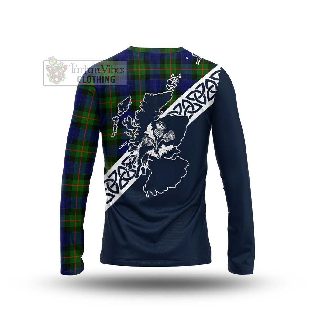 Jamieson Tartan Long Sleeve T-Shirt Featuring Thistle and Scotland Map - Tartan Vibes Clothing
