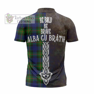 Jamieson Tartan Family Crest Zipper Polo Shirt Alba Gu Brath Be Brave Lion Ancient Style - Tartan Vibes Clothing