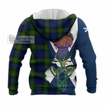 Jamieson Tartan Family Crest Knitted Hoodie Scottish Thistle Celtic Inspired - Tartan Vibes Clothing