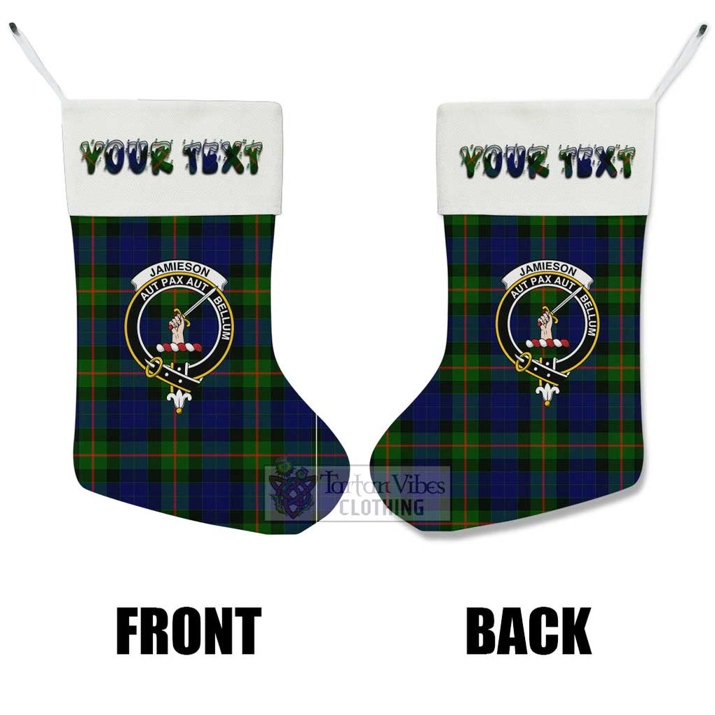 Jamieson Tartan Family Crest Christmas Stocking with Personalized Text - Tartan Vibes Clothing
