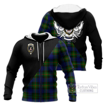 Jamieson Tartan Knitted Hoodie with Family Crest and Military Logo Style Unisex Knitted Zip Hoodie - Tartan Vibes Clothing