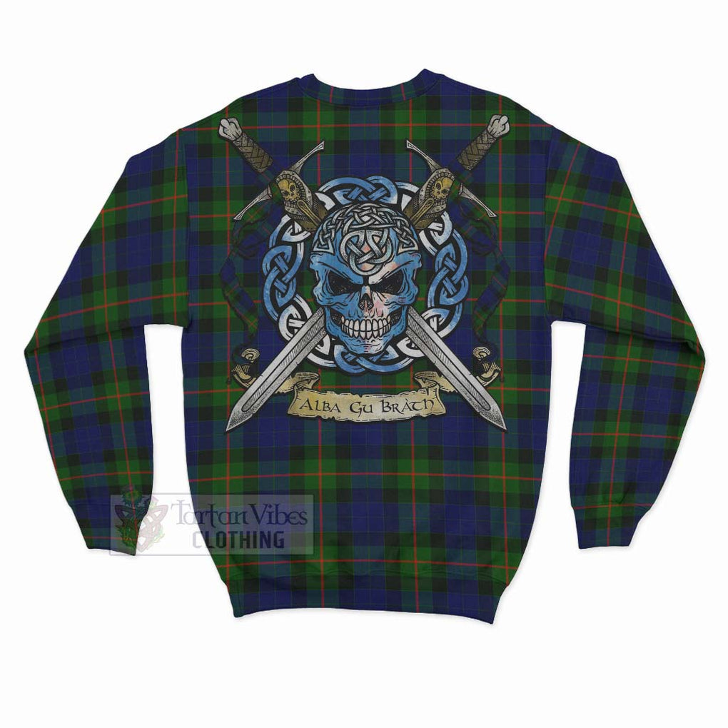 Jamieson Tartan Sweatshirt with Family Crest Celtic Skull Style - Tartan Vibes Clothing