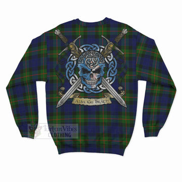 Jamieson Tartan Sweatshirt with Family Crest Celtic Skull Style - Tartan Vibes Clothing