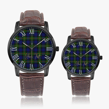 Jamieson Tartan Personalized Your Text Leather Trap Quartz Watch - Tartan Vibes Clothing