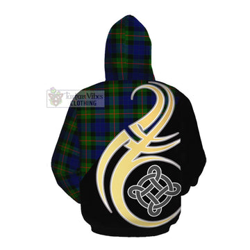 Jamieson Tartan Cotton Hoodie with Family Crest and Celtic Symbol Style Pullover Hoodie - Tartan Vibes Clothing
