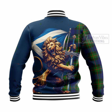 Jamieson Tartan Family Crest Baseball Jacket with Scottish Majestic Lion - Tartan Vibes Clothing