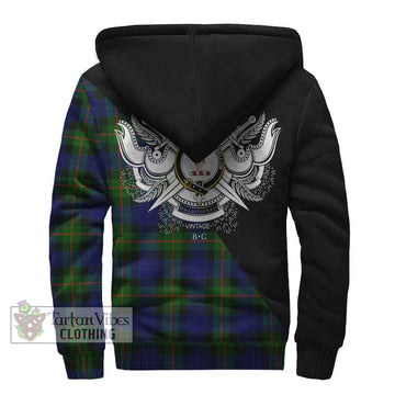 Jamieson Tartan Sherpa Hoodie with Family Crest and Military Logo Style - Tartan Vibes Clothing