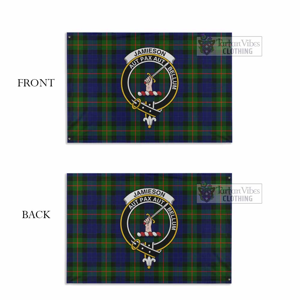Tartan Vibes Clothing Jamieson Tartan House Flag with Family Crest