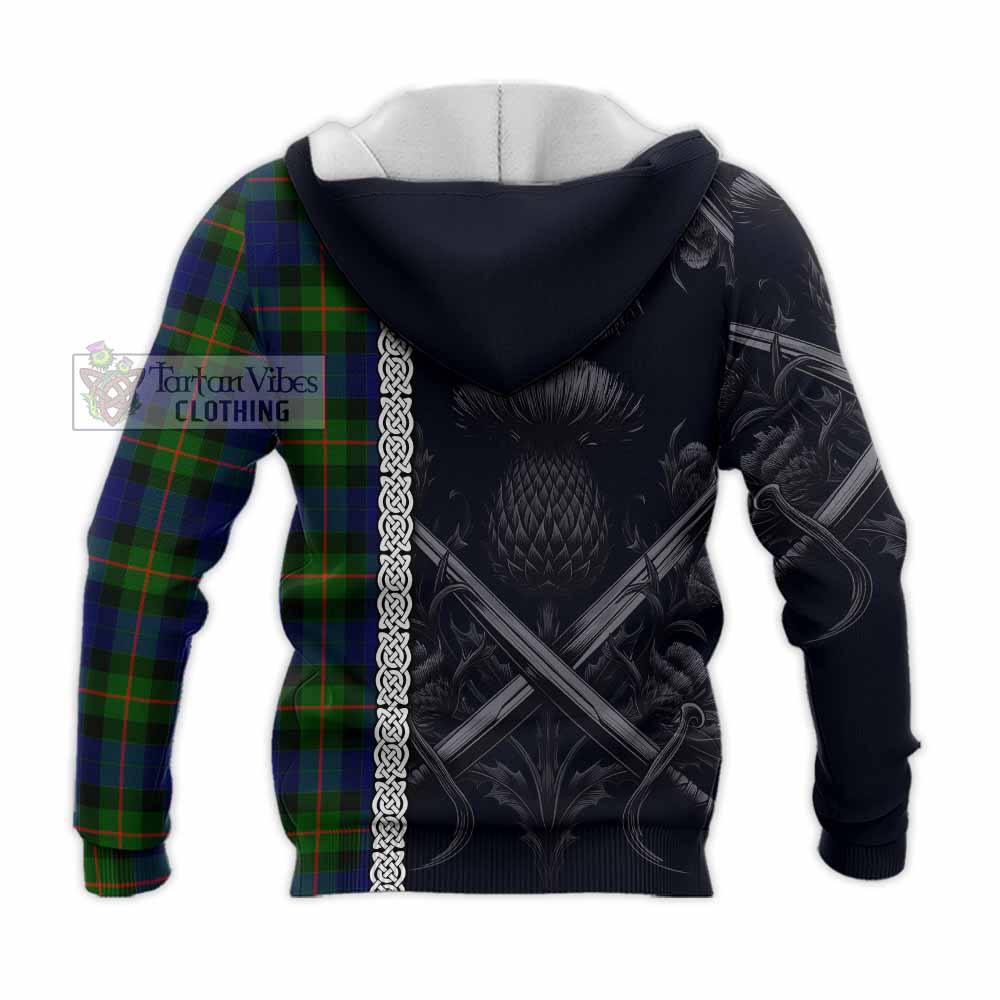 Jamieson Tartan Knitted Hoodie with Family Crest Cross Sword Thistle Celtic Vibes - Tartan Vibes Clothing