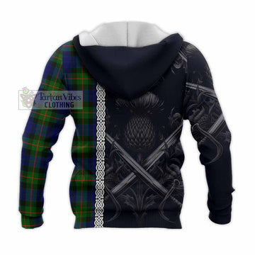 Jamieson Tartan Knitted Hoodie with Family Crest Cross Sword Thistle Celtic Vibes - Tartan Vibes Clothing