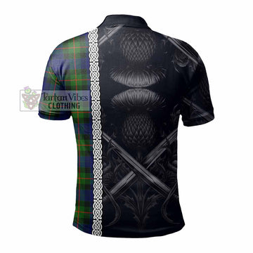 Jamieson Tartan Polo Shirt with Family Crest Cross Sword Thistle Celtic Vibes - Tartan Vibes Clothing