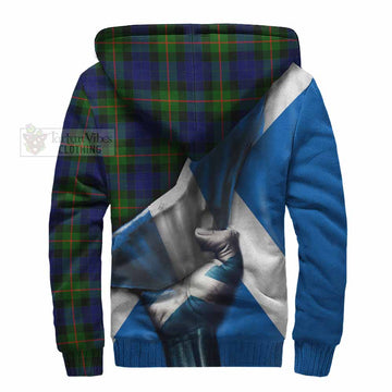 Jamieson Tartan Sherpa Hoodie with Family Crest Scotland Patriotic Style - Tartan Vibes Clothing