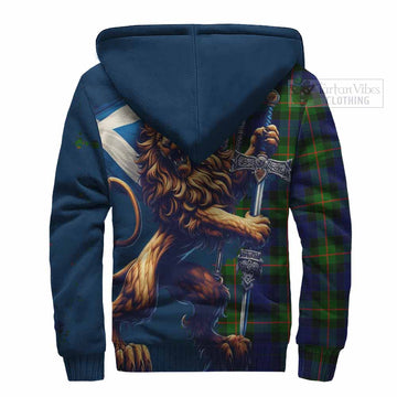 Jamieson Tartan Family Crest Sherpa Hoodie with Scottish Majestic Lion - Tartan Vibes Clothing