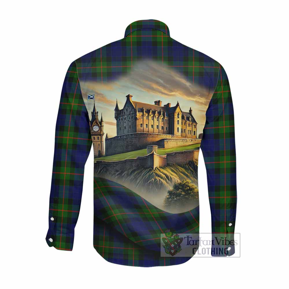 Tartan Vibes Clothing Jamieson Tartan Family Crest Long Sleeve Button Shirt with Scottish Ancient Castle Style