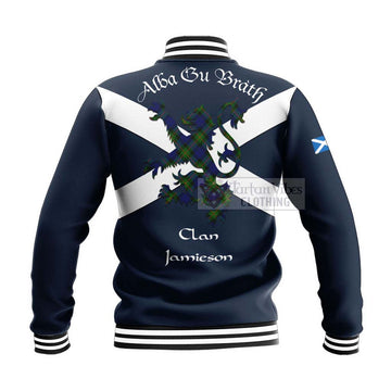 Jamieson Tartan Lion Rampant Baseball Jacket Proudly Display Your Heritage with Alba Gu Brath and Clan Name - Tartan Vibes Clothing
