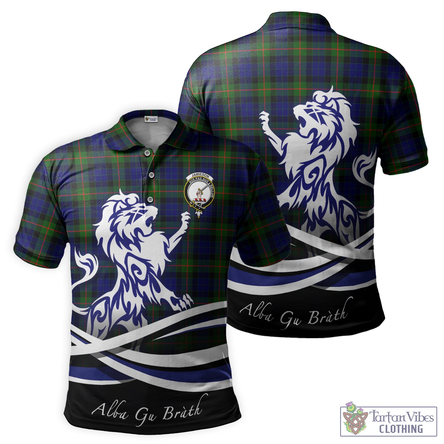 Jamieson Tartan Polo Shirt with Alba Gu Brath Regal Lion Emblem - Tartan Vibes Clothing