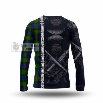 Jamieson Tartan Long Sleeve T-Shirt with Family Crest Cross Sword Thistle Celtic Vibes - Tartan Vibes Clothing