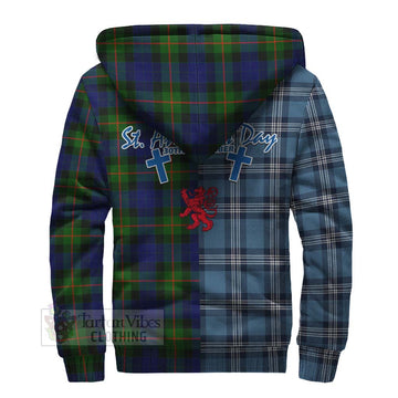 Jamieson Tartan Sherpa Hoodie Happy St. Andrew's Day Half Tartan Style - Tartan Vibes Clothing