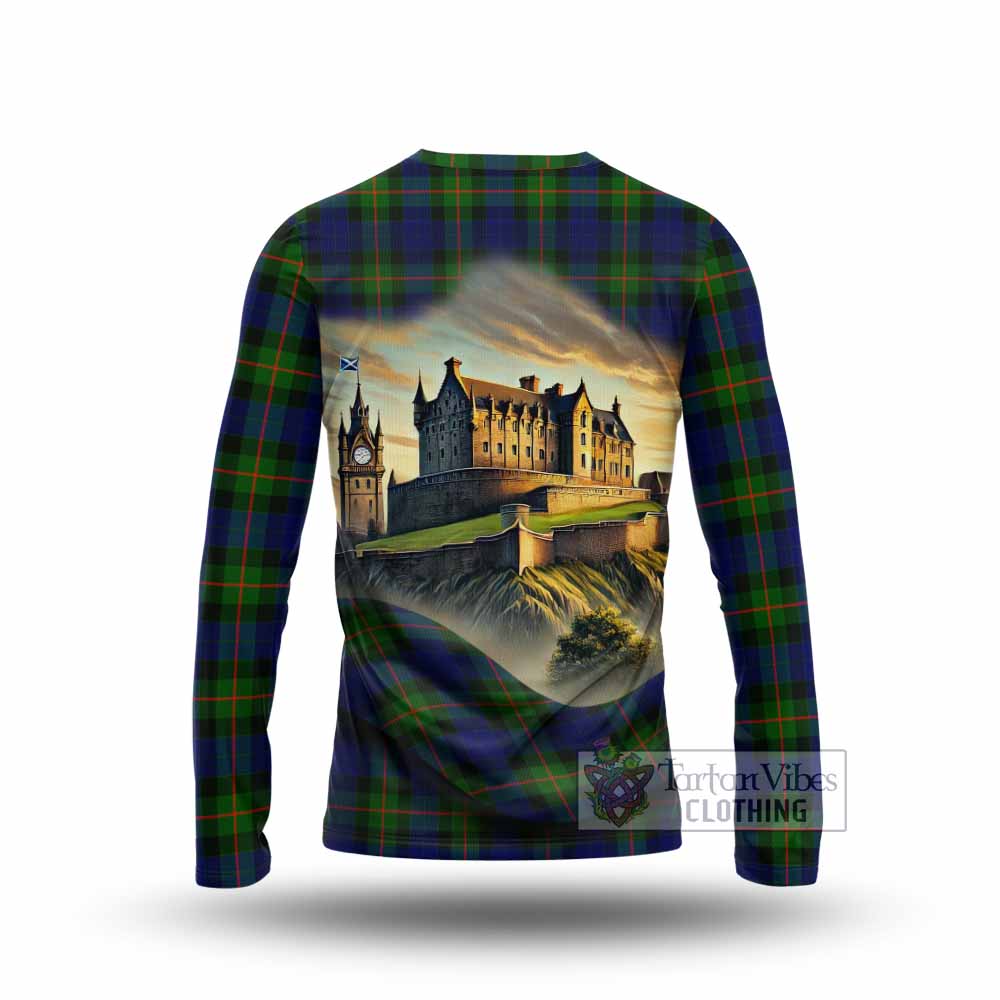 Jamieson Tartan Family Crest Long Sleeve T-Shirt with Scottish Ancient Castle Style - Tartan Vibes Clothing