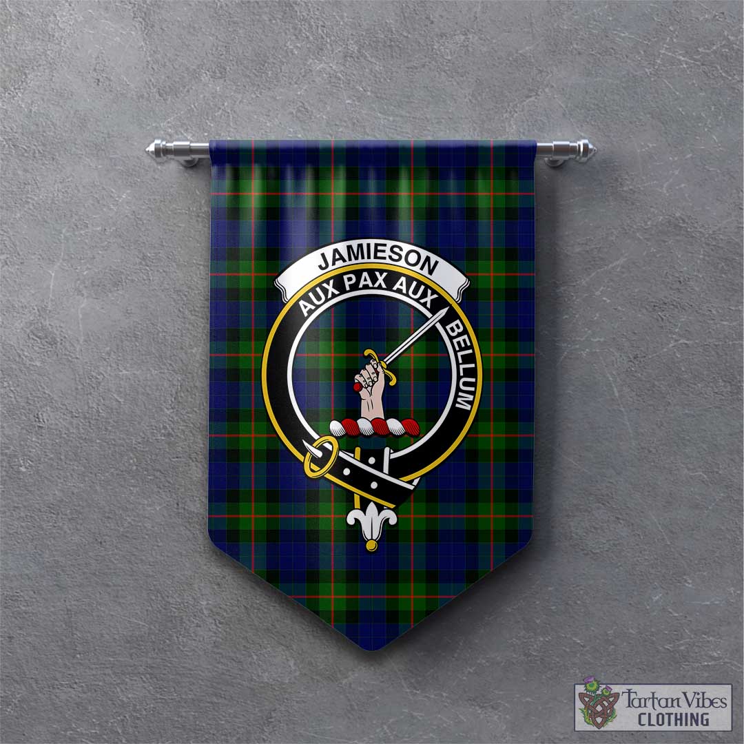 Jamieson Tartan Gonfalon, Tartan Banner with Family Crest - Tartan Vibes Clothing