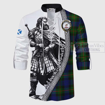 Jamieson Tartan Clan Crest Ghillie Kilt Shirt with Highlander Warrior Celtic Style - Tartan Vibes Clothing