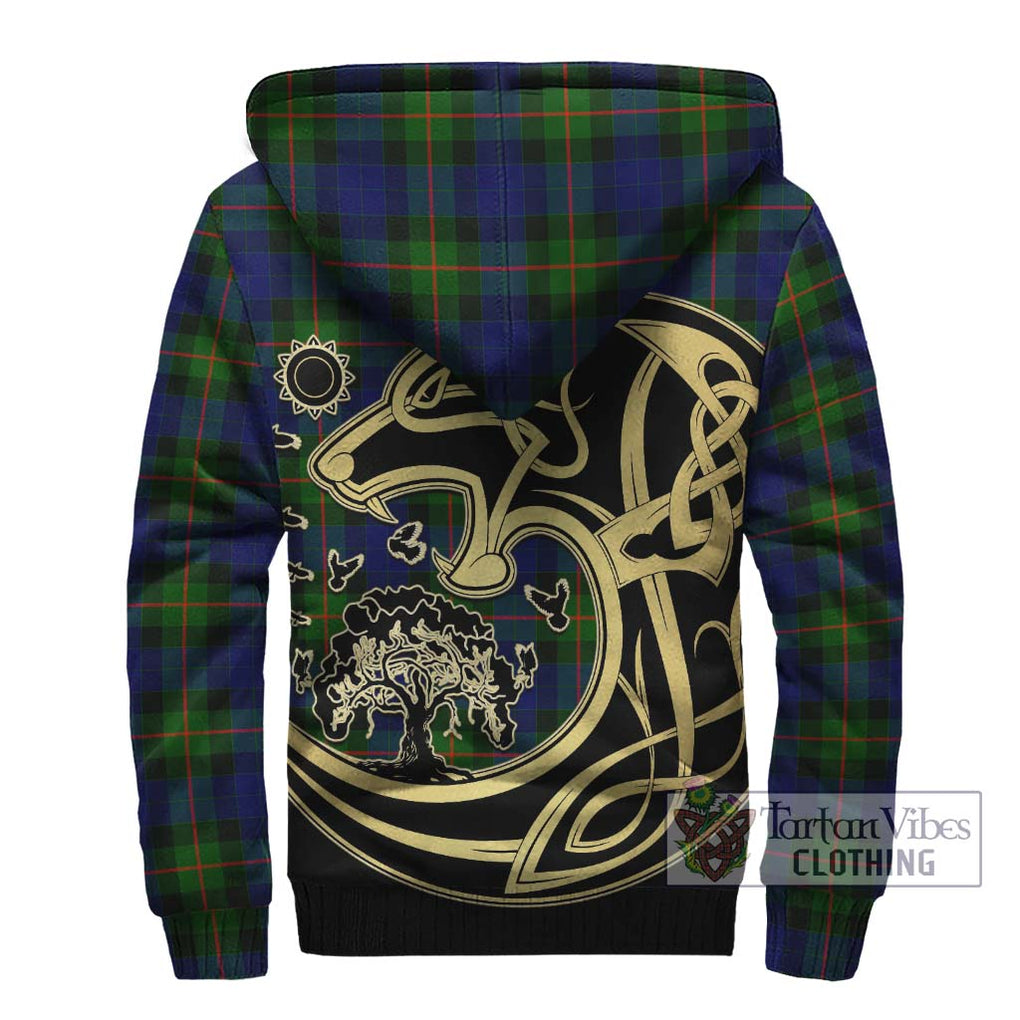 Jamieson Tartan Sherpa Hoodie with Family Crest Celtic Wolf Style - Tartan Vibes Clothing