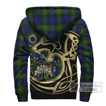 Jamieson Tartan Sherpa Hoodie with Family Crest Celtic Wolf Style - Tartan Vibes Clothing
