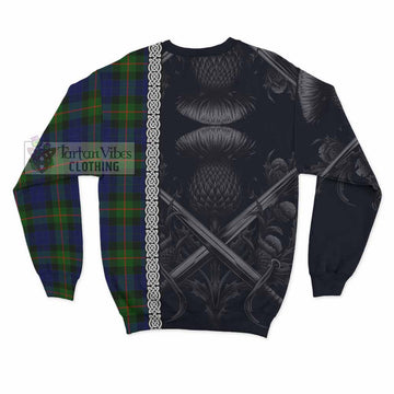 Jamieson Tartan Sweatshirt with Family Crest Cross Sword Thistle Celtic Vibes - Tartan Vibes Clothing